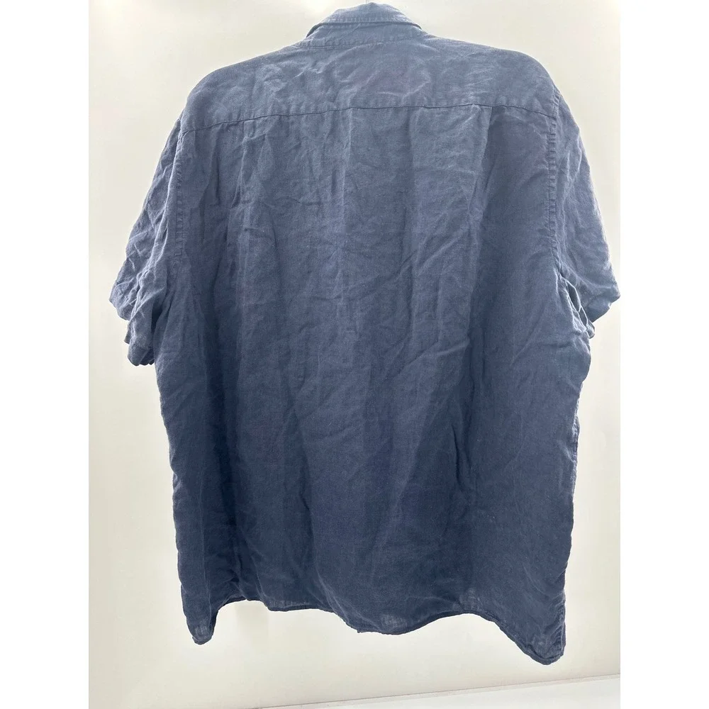 Lacoste Mens Regular Fit Short Sleeve Button Down Shirt Navy Blue US 2XL FR 46 - Picture 3 of 7